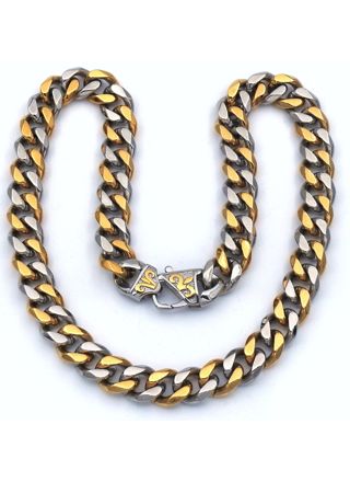 Rocks Steel 15 mm two-tone curb chain necklace 56cm P.S.2V.15-56