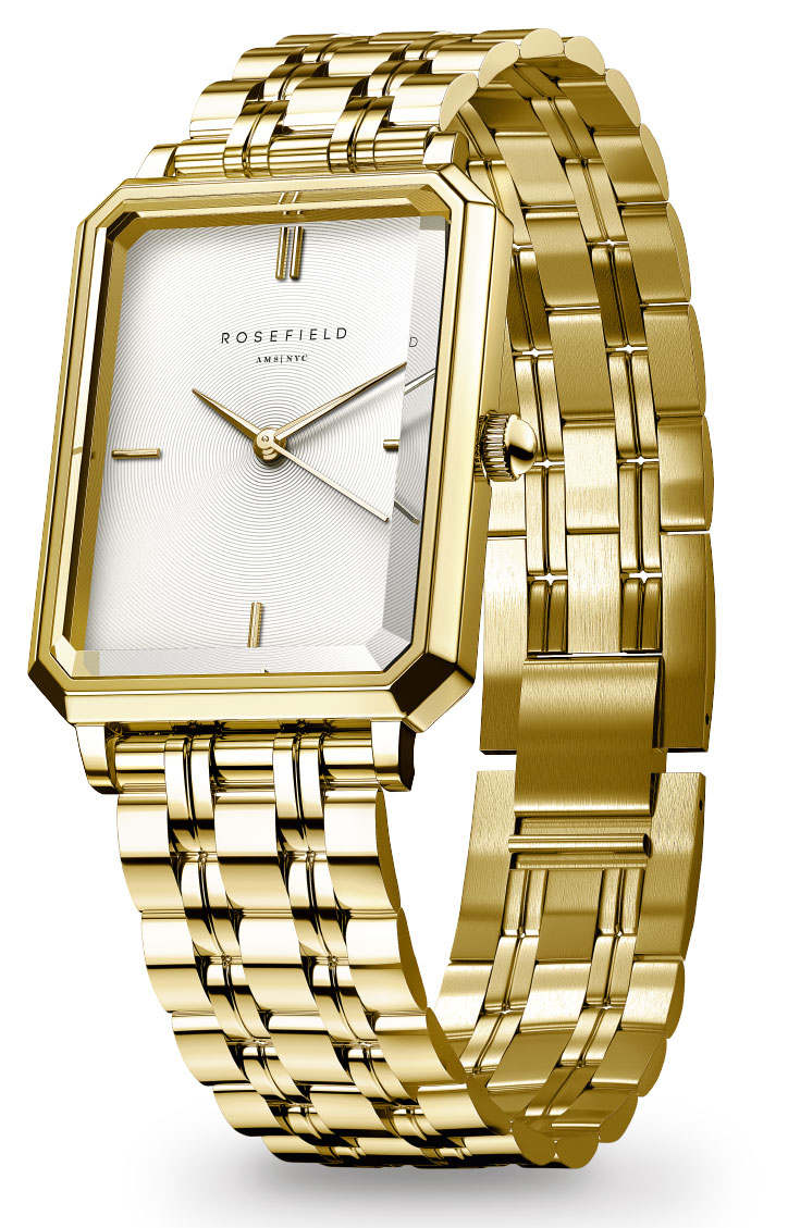 Rosefield The Octagon XS White Sunray Steel Gold OWGSG-O60