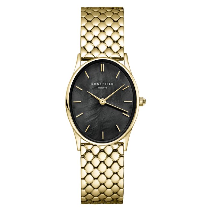 Rosefield The Oval Black MOP Steel Gold OBGSG-OV14