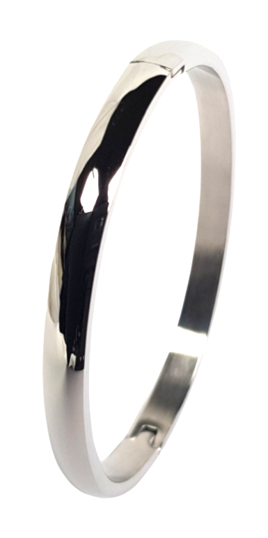 Bosie plain silver colored bangle hinged SZ1555ST-6