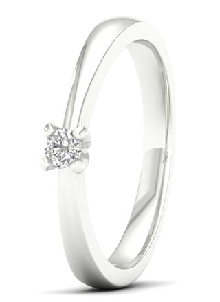 Lykka Elegance solitaire white gold diamond ring 0,10 ct