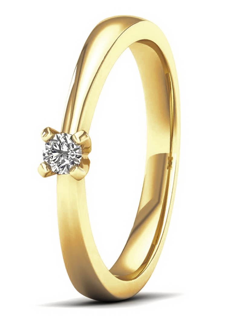 Lykka Elegance solitaire yellow gold diamond ring 0,10 ct