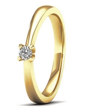Lykken Elegance solitaire yellow gold diamond ring 0,10 ct