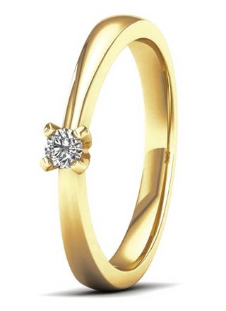 Lykka Elegance solitaire yellow gold diamond ring 0,10 ct