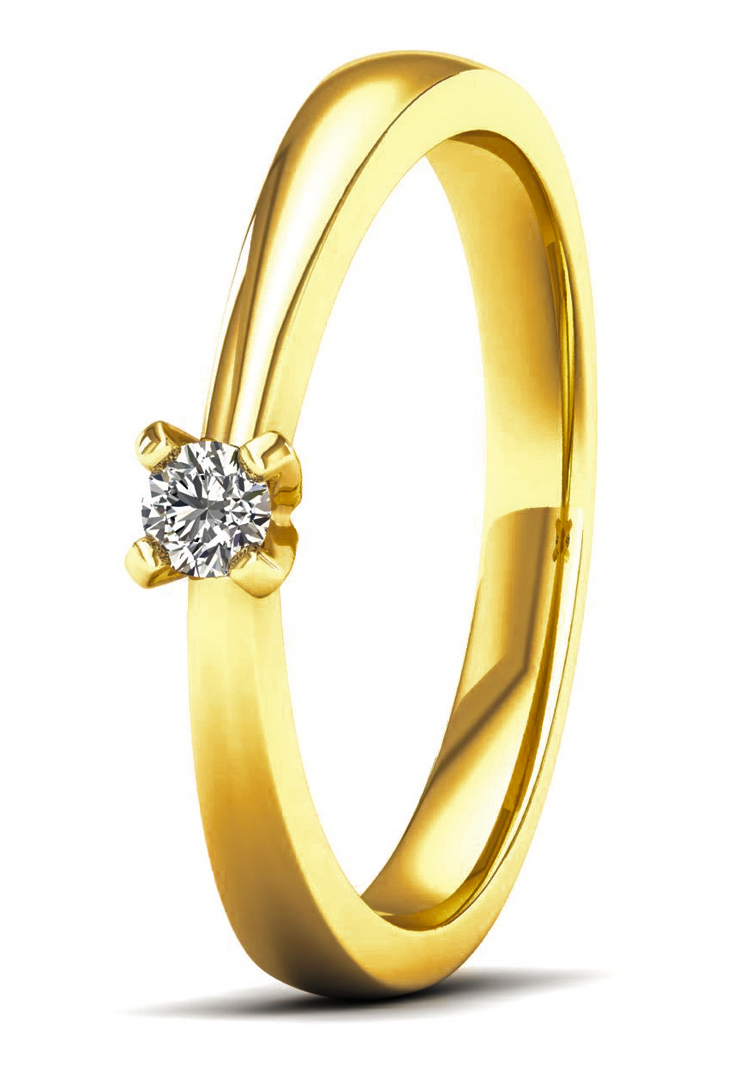 Lykka Elegance solitaire yellow gold diamond ring 0,10 ct-165