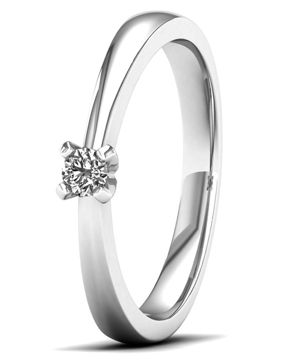 Lykka Elegance solitaire white gold diamond ring 0,10 ct