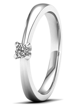 Lykka Elegance solitaire white gold diamond ring 0,10 ct