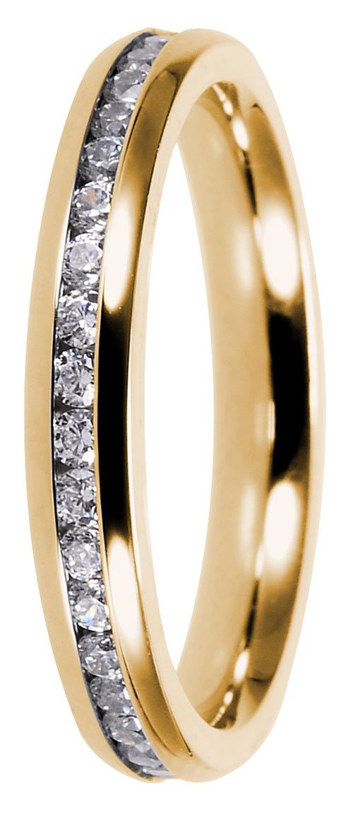 Bosie gold plated alliance ring with cubic zirconia ST3453-3 PVD-G