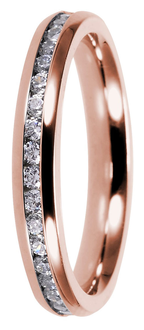 Bosie rosegold plated alliance ring with cubic zirconia ST3453-3 PVD-ROSE