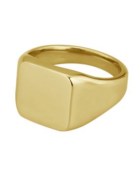 Lykken Strong square gold colored signet ring steel