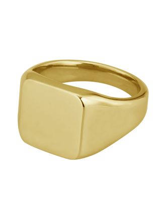 Lykka Strong square gold colored signet ring steel