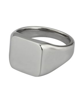 Lykken Strong square signet ring steel