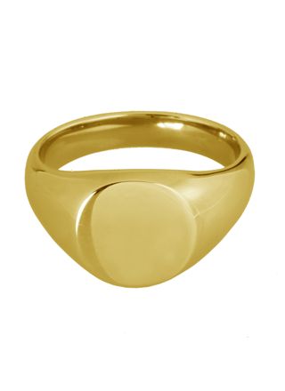 Lykka Strong gold colored round signet ring steel