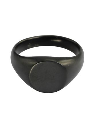 Lykka Strong black round signet ring steel