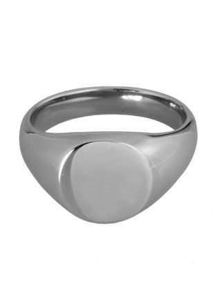 Lykka Strong silver colored round signet ring steel 