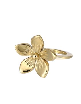 Lykken Trend gold-plated flower steel ring 2 mm