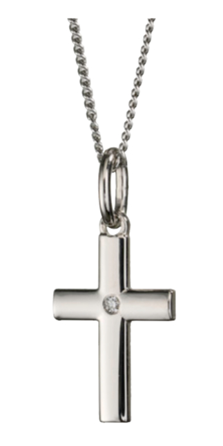 Saurum diamond silver cross necklace SA501730000