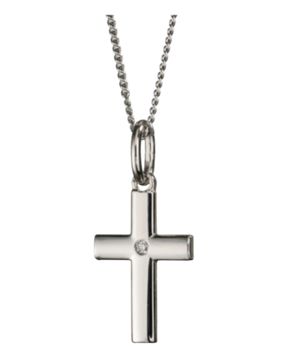Saurum diamond silver cross necklace SA501730000