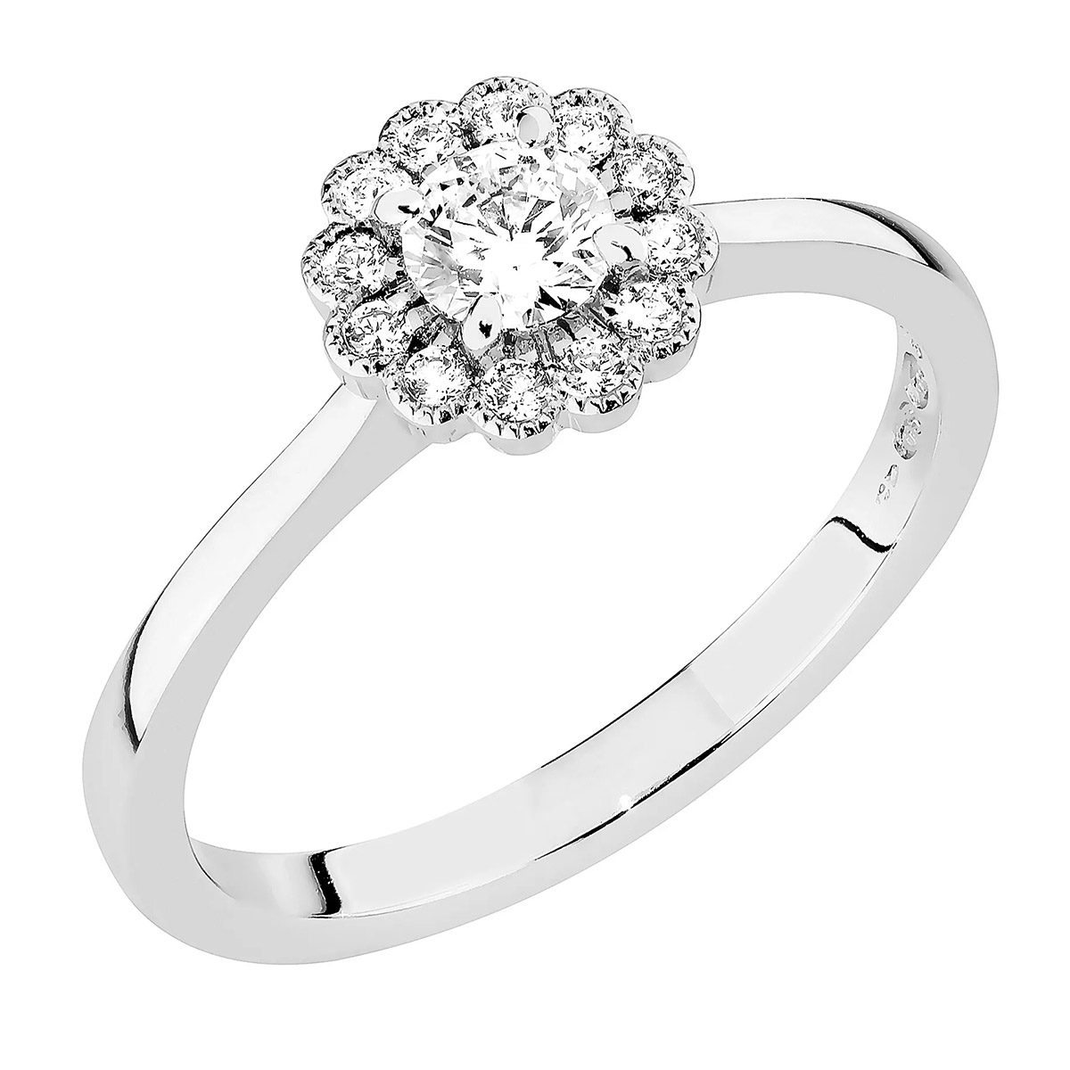 Sandberg Kukkaniitty 0.34ct halo laboratory diamond ring M-882w-SYN
