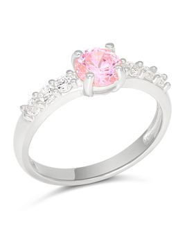 Baby ring silver side-stone pink SBR-8133Zpink
