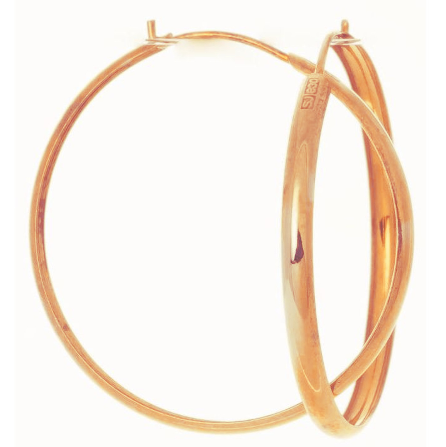 Silver Bar hoops gold plated silver 50 mm 2429