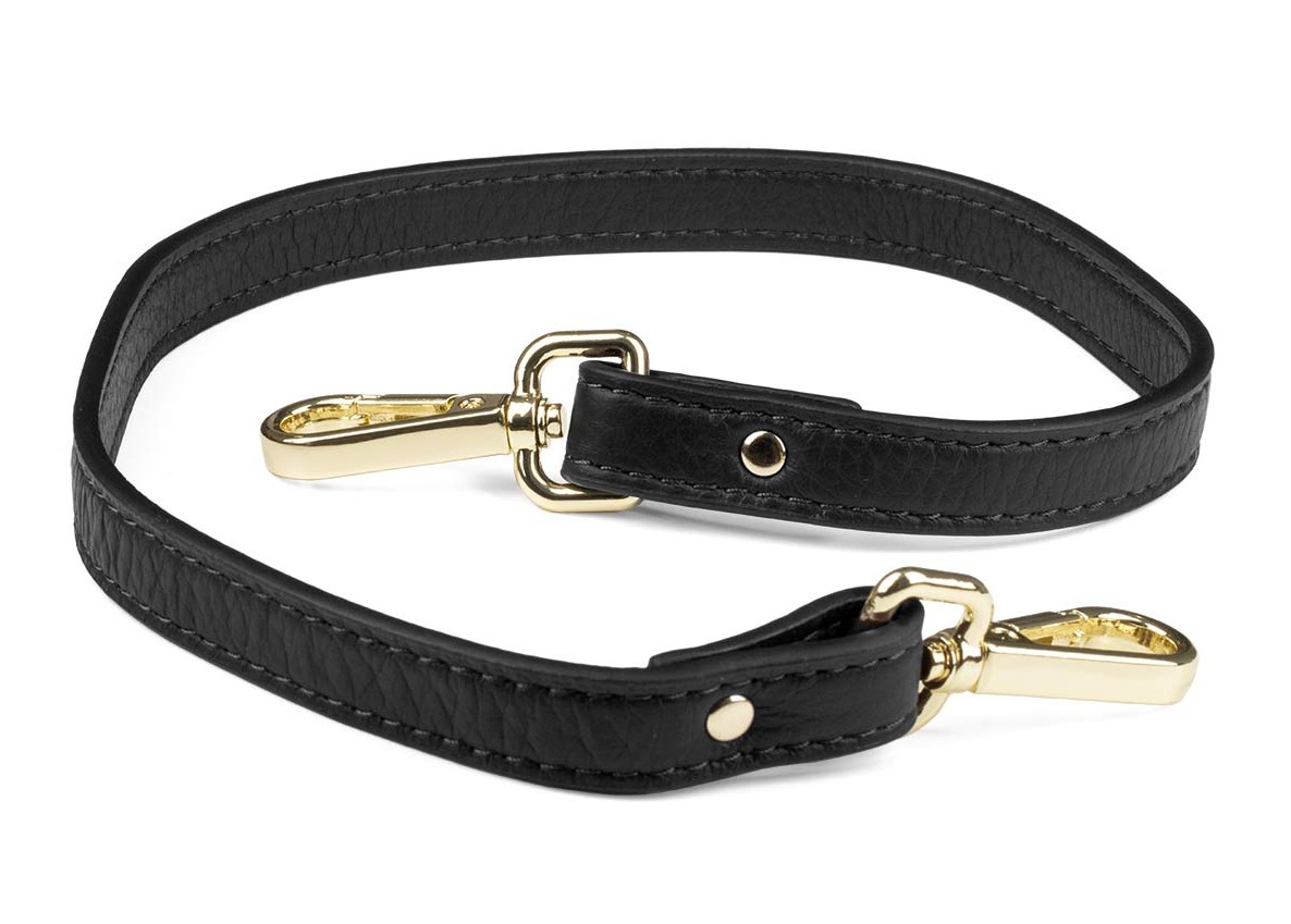 Aarni short moose leather bag strap black/gold