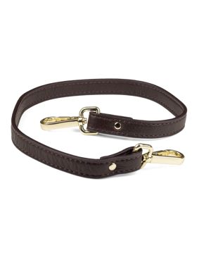 Aarni short moose leather bag strap dark brown/gold