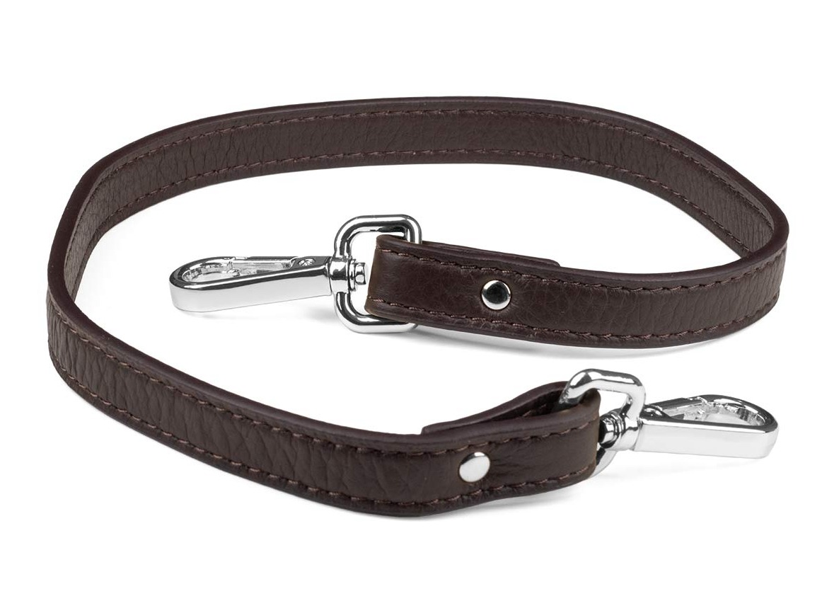 Aarni short moose leather bag strap dark brown/silver