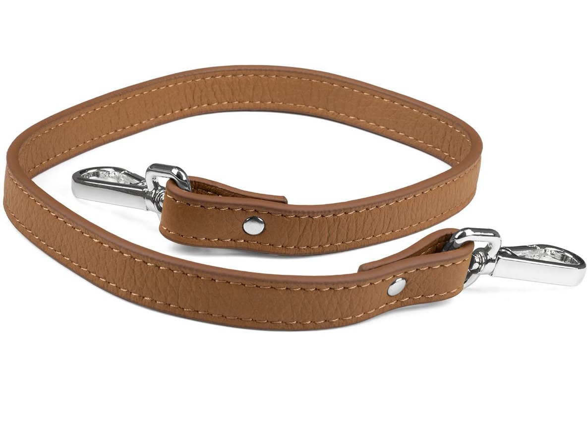 Aarni short moose leather purse strap cognac/silver