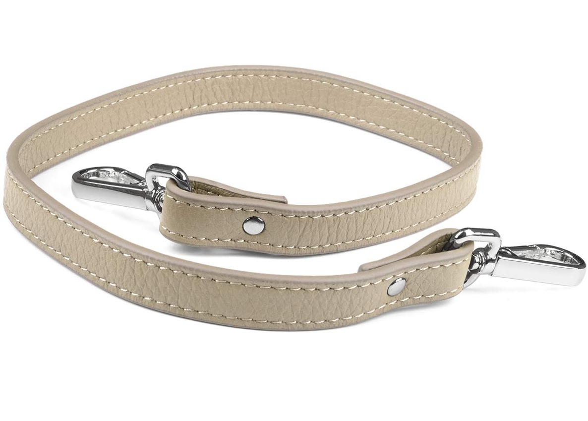 Aarni short moose leather bag strap taupe/silver