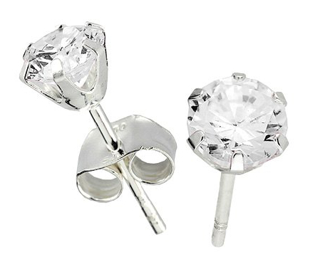 Silver Bar zirconiaearrings clear 3 mm 2381