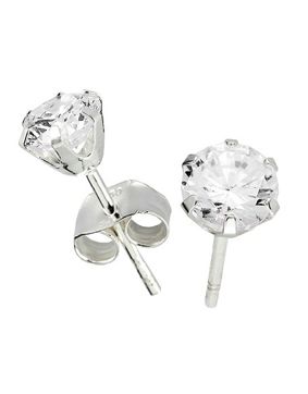 Silver Bar zirconiaearrings clear 3 mm 2381
