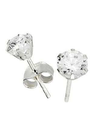 Silver Bar zirconiaearrings clear 3 mm 2381