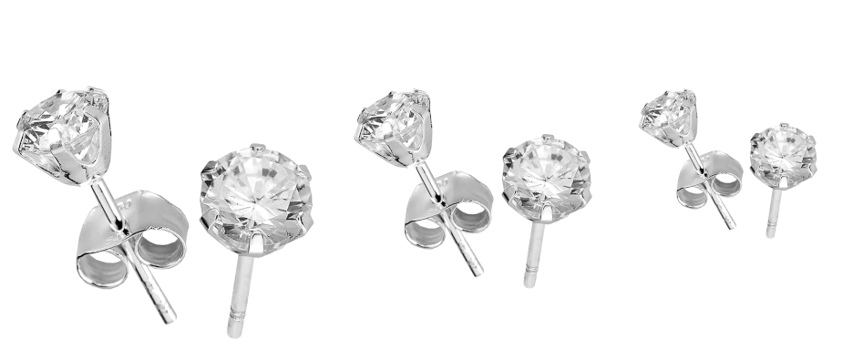 Silver Bar zirconiaearrings clear 10 mm 6036