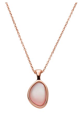 Skagen Agnethe Rose-Tone Stainless Steel Mother of Pearl necklace SKJ1473791