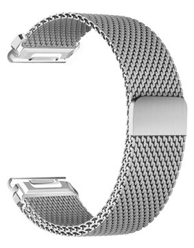 Tiera Garmin Milanese mesh steel strap 26mm with quick release silver