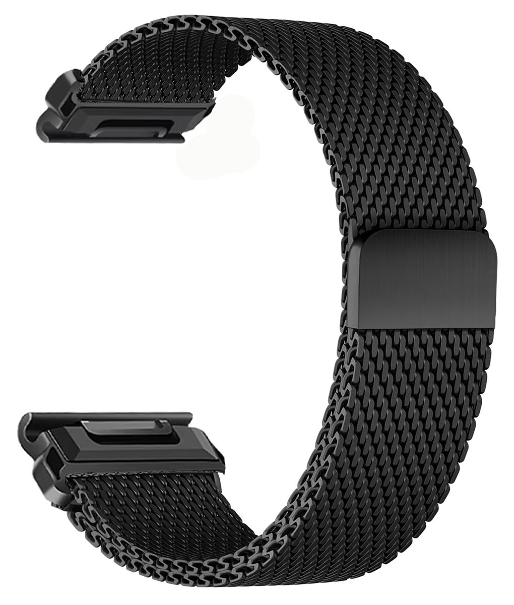 Tiera Garmin Milanese mesh steel strap 22mm with quick release black
