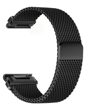 Tiera Garmin Milanese mesh steel strap 26mm with quick release black