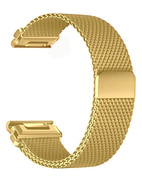 Tiera Garmin Milanese mesh steel strap 26mm with quick release gold