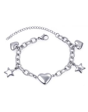 Bosie hearts and stars silver bracelet anklet SL2454ST