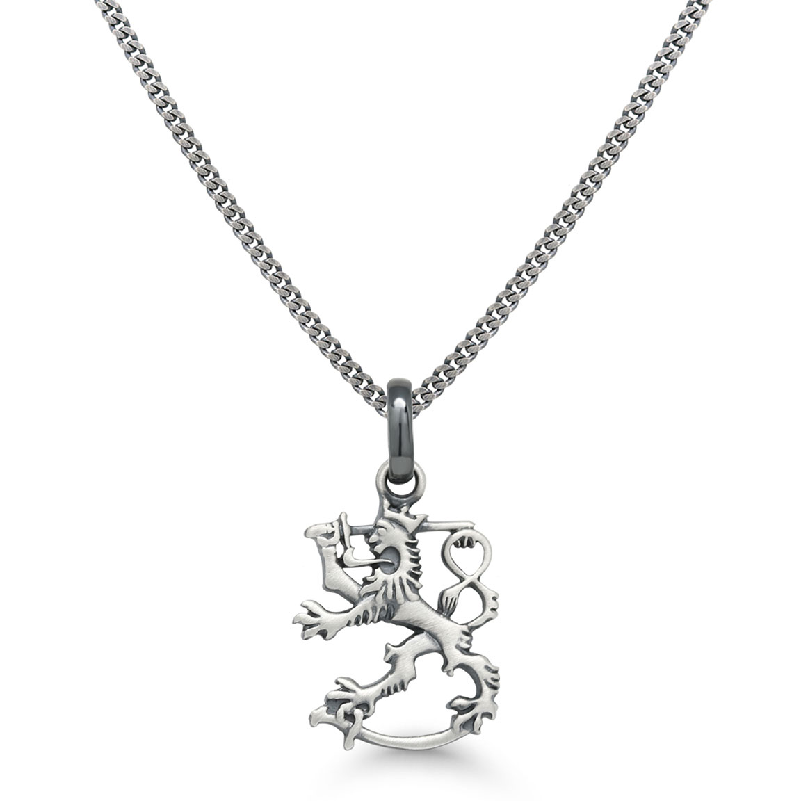 Finnish Lion Silver Necklace Oxidized SLR-15X/45cm