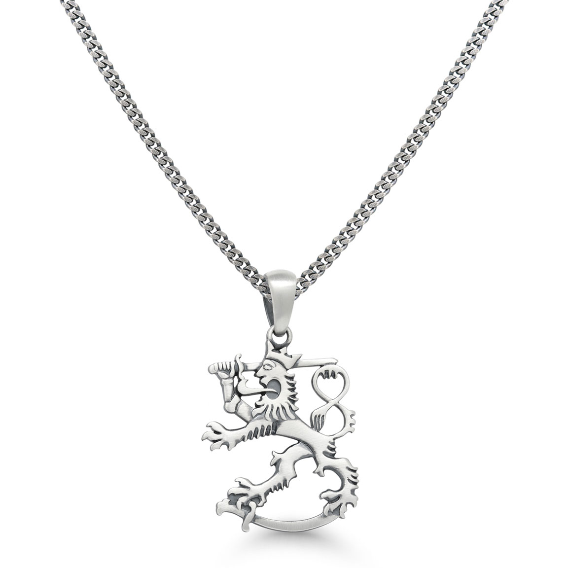 Finnish Lion Silver Necklace Oxidized SLR-20X/45cm