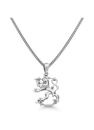 Finnish Lion Silver Necklace Oxidized SLR-20X/45cm