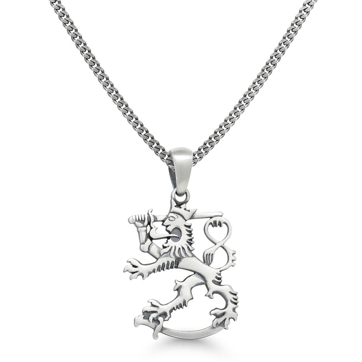 Finnish Lion Silver Necklace Oxidized SLR-25X/50cm