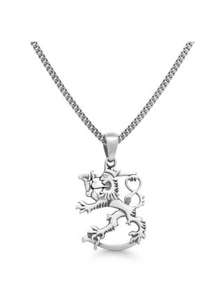 Finnish Lion Silver Necklace Oxidized SLR-25X/50cm