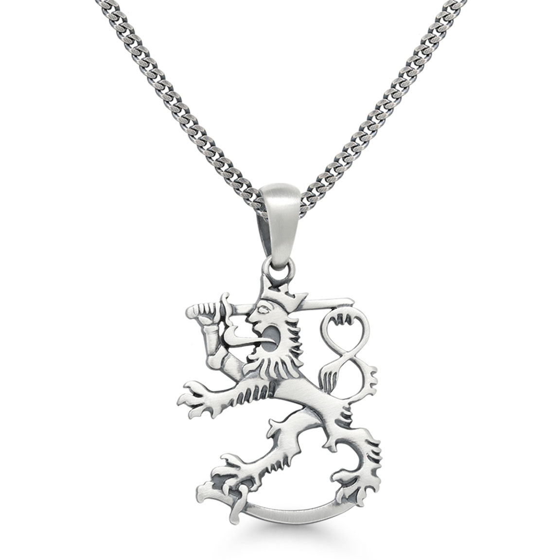 Finnish Lion Silver Necklace Oxidized SLR-30X/50cm