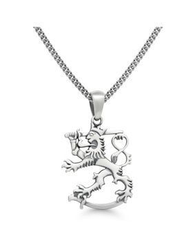 Finnish Lion Silver Necklace Oxidized SLR-30X/50cm