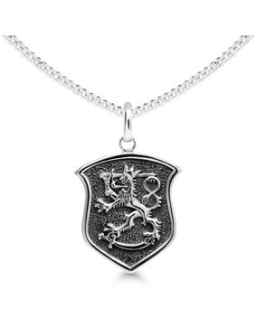 Finnish Lion Silver Necklace Coat of Arms Oxidized SLR-KO26/50cm