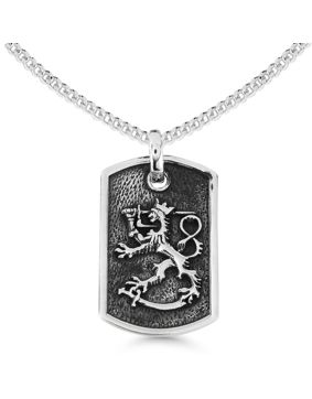 Finnish Lion Silver Necklace Plate Oxidized SLR-KO28/50cm