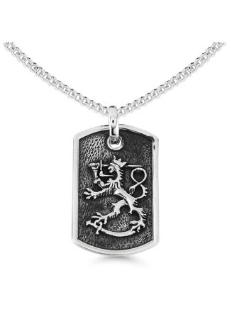 Finnish Lion Silver Necklace Plate Oxidized SLR-KO28/50cm